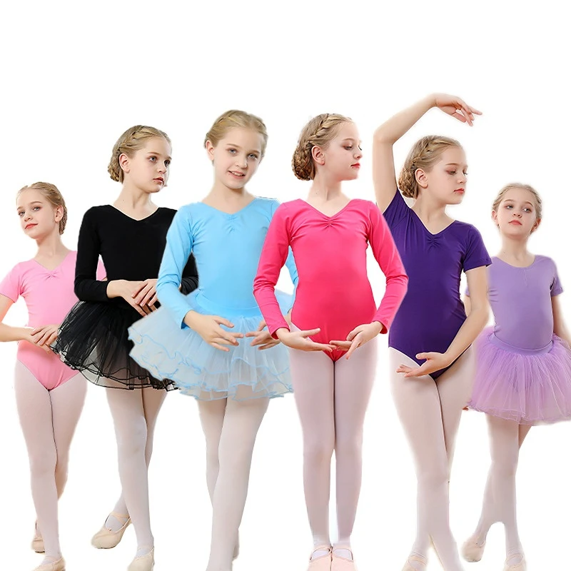 Classico estate balletto danza body cotone bambino ragazze bambini manica lunga ginnastica costumi da ballo tuta per Dancewear