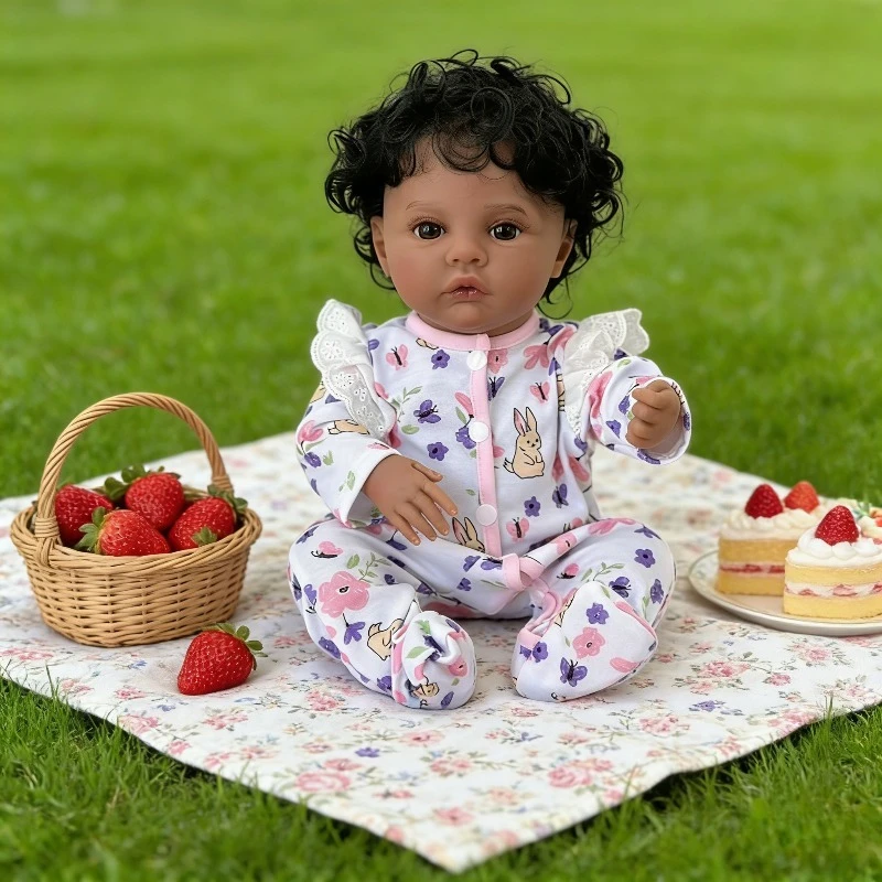 48cm Reborn Doll Meadow Soft Cuddly Body Dark Skin High Quality Handmade Doll
