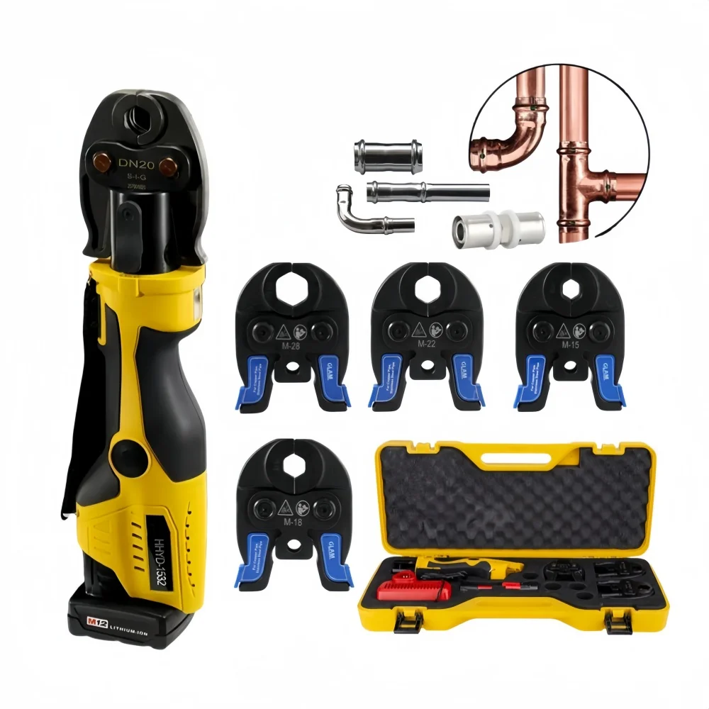 

Mini Pro Press Battery-Powered Hydraulic Crimping Tool Kit Copper & Stainless Steel Plumbing Toolsc With M15-28mm Compact Jaws