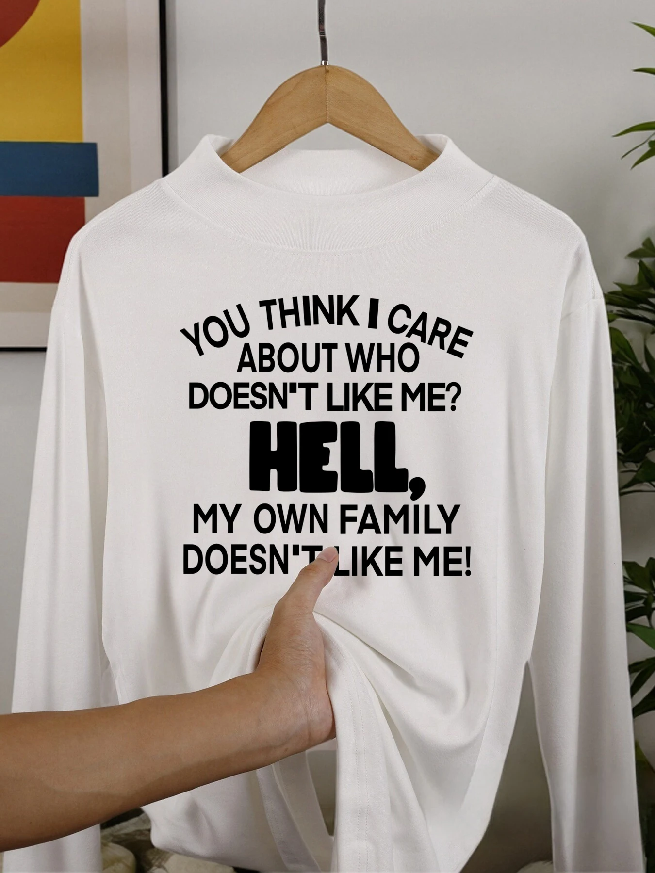 ไม่สนใจความคิดเห็นของผู้อื่น เสื้อเชิ้ตแขนยาวพิมพ์ลายตลกๆ สำหรับผู้ชาย เสื้อผ้าลำลองฤดูใบไม้ร่วง เสื้อแฟชั่น เสื้อคอปกกลาง