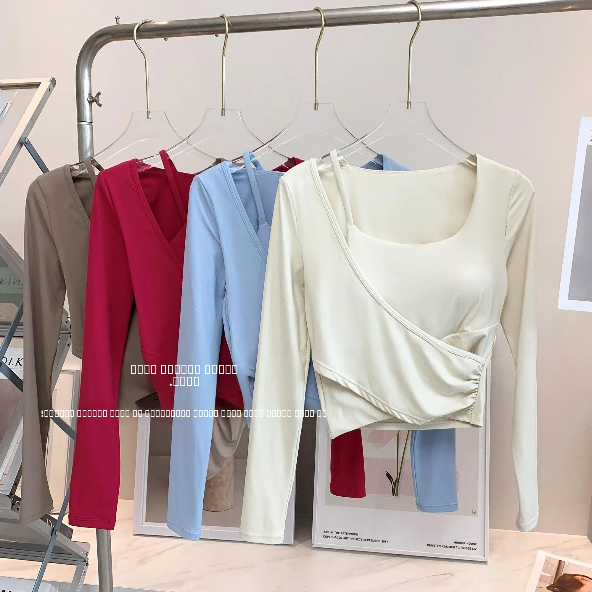 

Slimming Fitn Running Suit Square Collar Long Sve Yoga Top Bodycon T-irt Women's Faion Sportswear Casual Tops