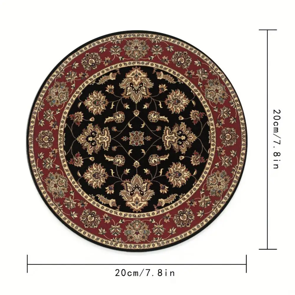 Round mouse pad vintage oriental persian floral carpet small office computer accessories carpet anti-sliding table pad