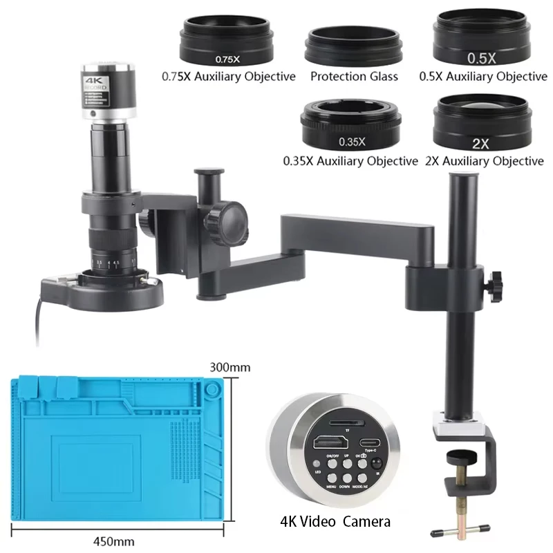 180X Lens 1080P 4K 48MP 55MP HDMI USB Electronic Digital Video Microscope Camera +Desktop Folding Stand Kit For PCB Phone Repair