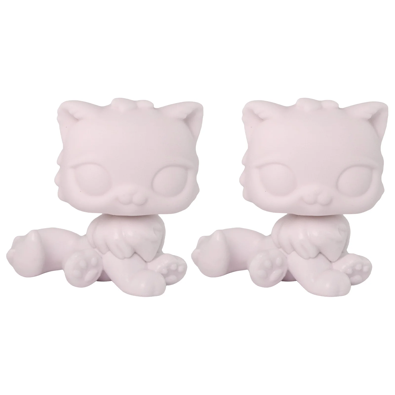 2 Pcs Minilpsshop White Base Pet Toy Shorthair Cat Wolfcat Collie Great Dane Dachshund Husky Deer Figure Kids Gift for LPS image 3