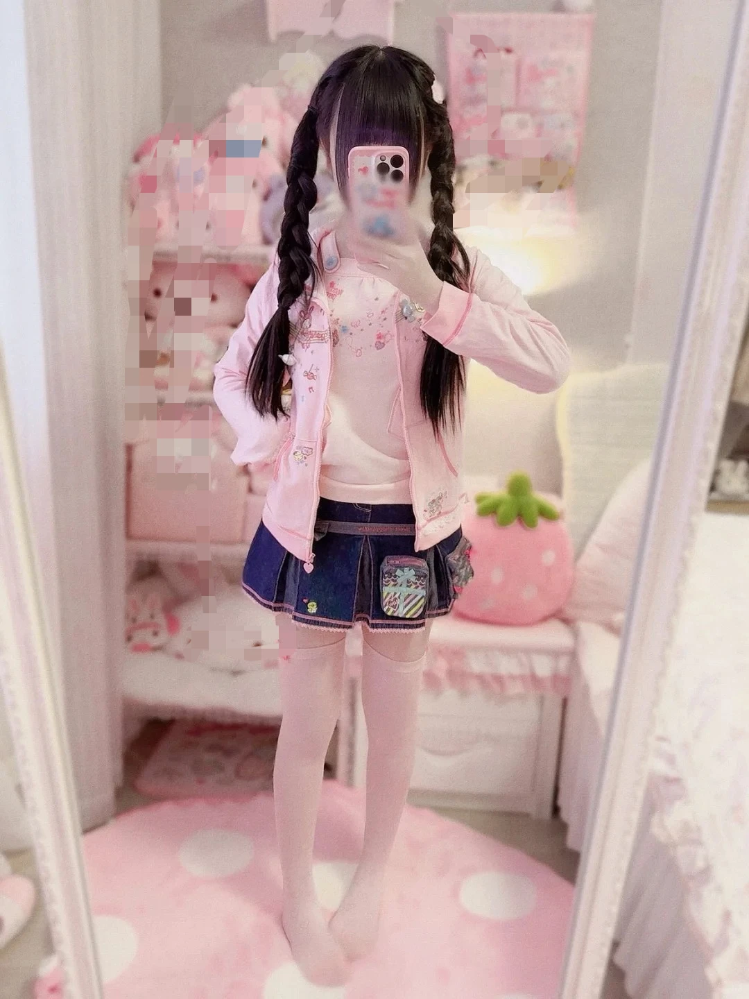 Japanese Kawaii Hoodie Long Sleeve Women Casual Pink Cartoon Print Lolita Sweatshirt Subculture Harajuku Sweet Women Clothing