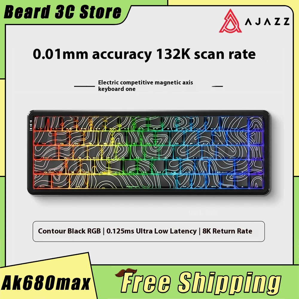 Ajazz Ak680max Magnetic Switch Mechanical Keyboard Wired E-Sports Game 8k Return Rate PC Office Keyboard Custom Birthday Gift