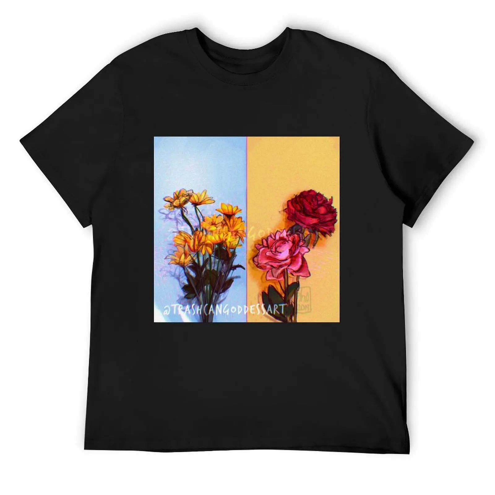 two tone flowers T-Shirt anime clothes graphics fitted t shirts for men