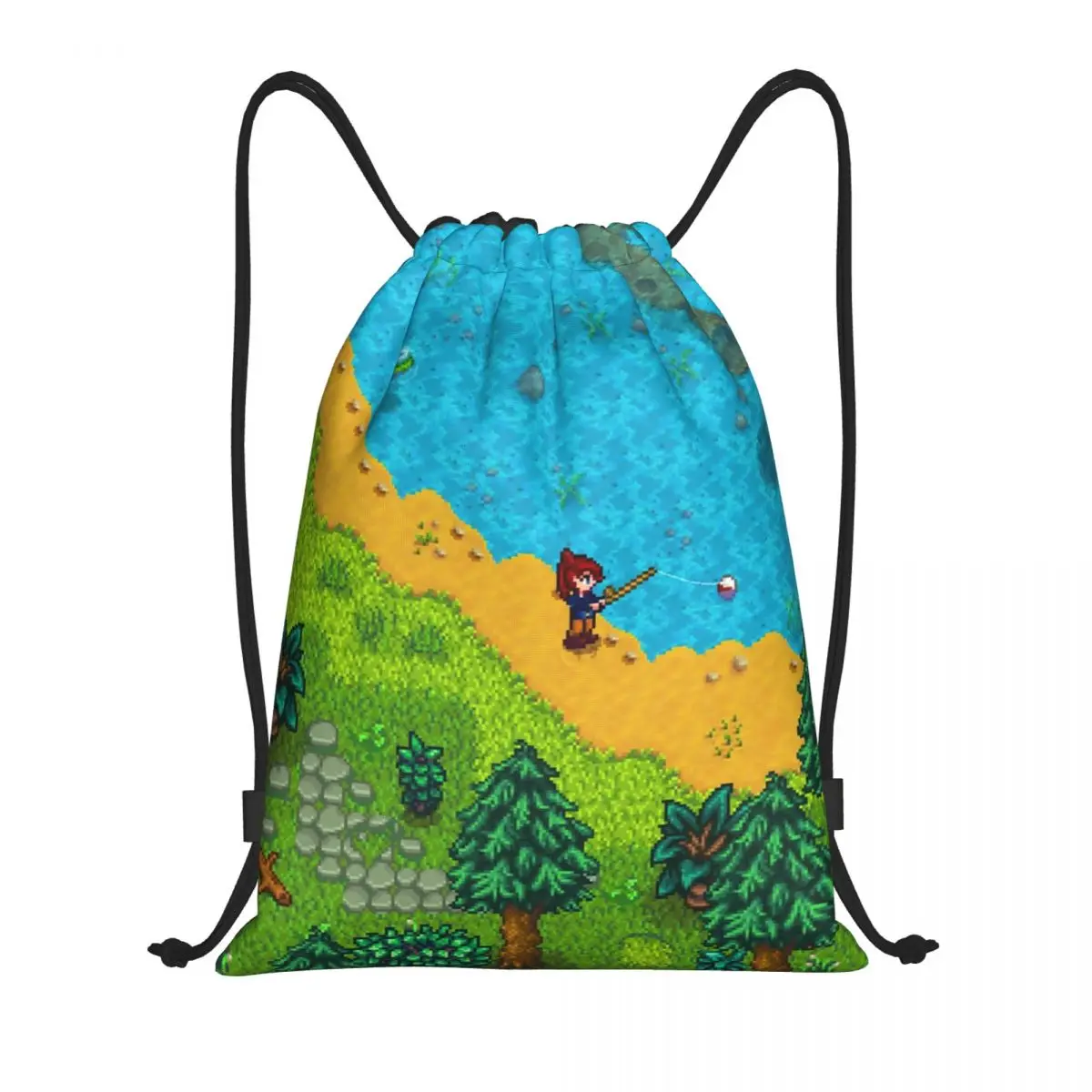 Custom Stardew Valley Map++365 Drawstring Backpack Bags Men Women Lightweight Gym Sports Sackpack Sacks for Training
