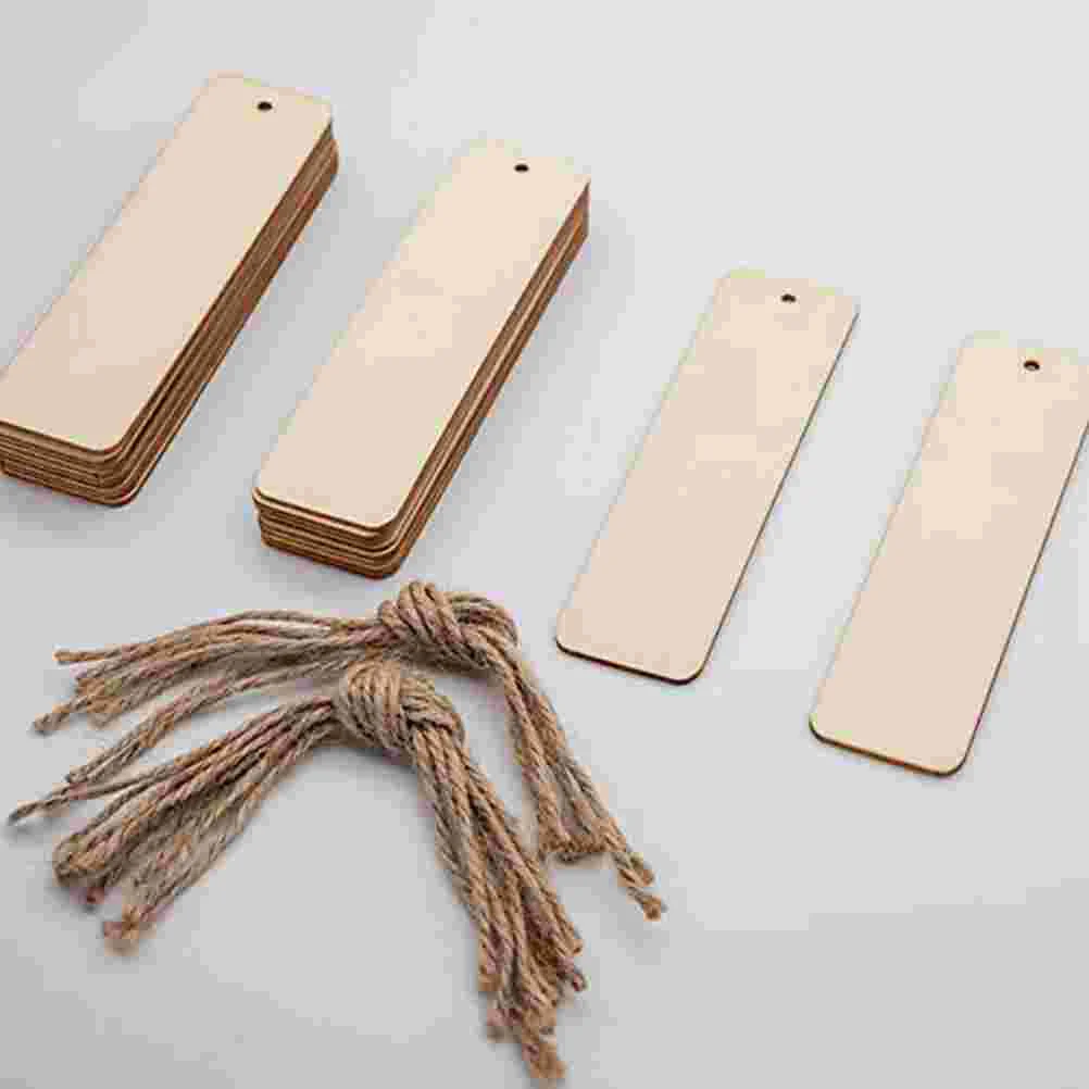 20 Pcs Bookmarks Wooden Blank DIY Rectangle Graffiti for Painting Unpainted Blanks