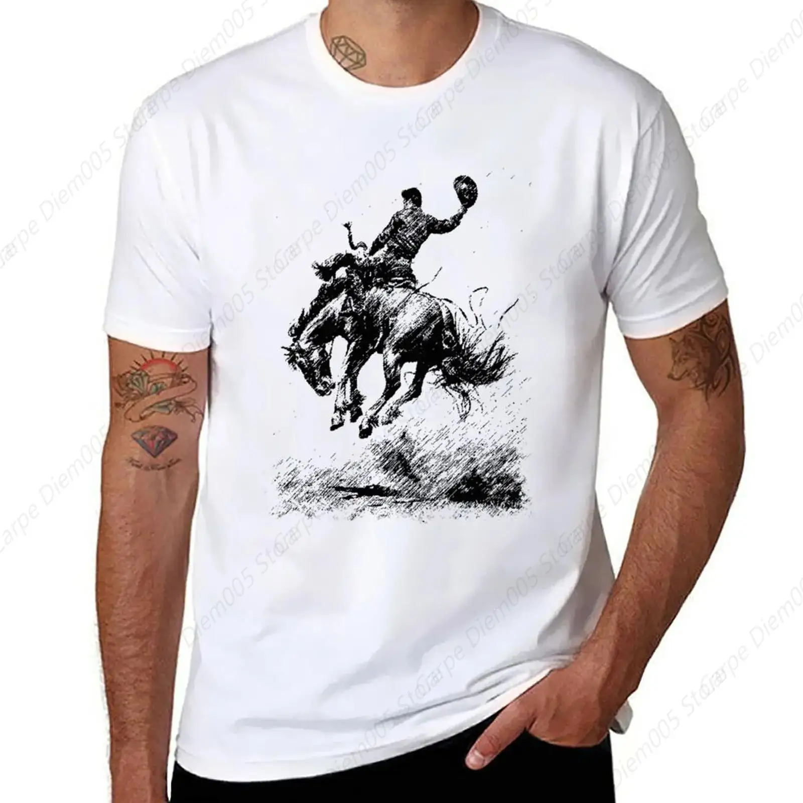 New Be In The Cowboy On Horse Vintage Rodeo T-Shirt Oversized T Shirt Blouse Mens Big And Tall T Shirts