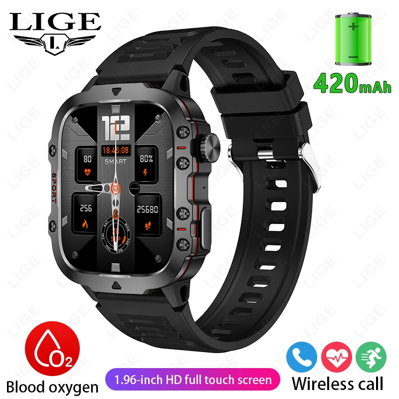 LIGE Smart Watch with AI Voice Assistant and 1.96'' HD Screen