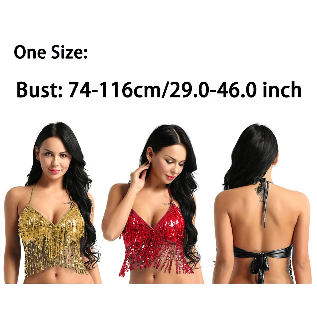 TiaoBug-Sujetador acolchado con cuentas de lentejuelas brillantes para mujer, Top para bailes Rave, sujetador de sirena, ropa de Club de escenario, traje Sexy de danza del vientre