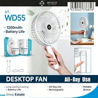 Ventilateur de bureau portatif rechargeable par micro USB, 1200mAh, 3 vitesses, ventilateur de refroidissement portable avec base détachable pour bureau, voyage, chambre à coucher, WD55 4