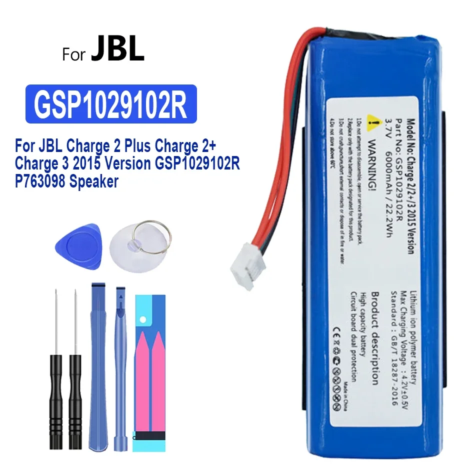 

Аккумулятор GSP1029102R с динамиком на 6000 мА · ч для JBL Charge 2 Plus Charge 2 + Charge 3 Charge 3, версия 2015, аккумулятор GSP1029102R P763098