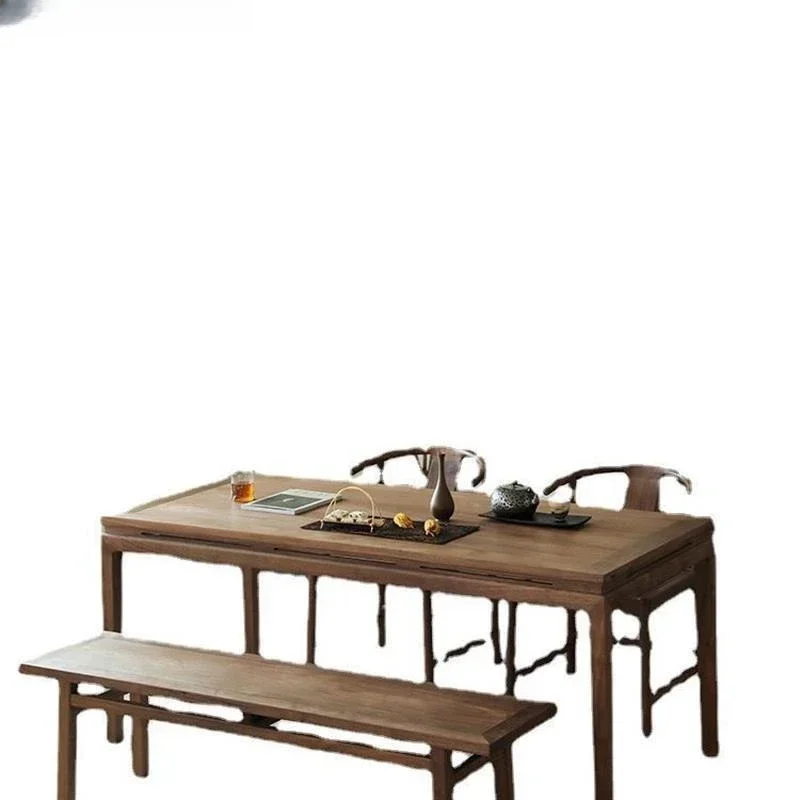 

New Chinese black walnut tea table dining table and chair combination, black walnut rectangular family dining table