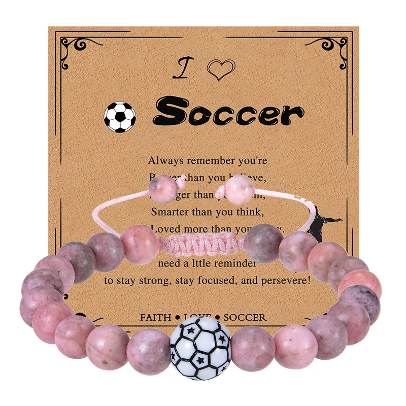 الكرة اللينة/الكرة الطائرة/كرة القدم/كرة السلة/سوار التنس هدايا للفتيات في سن المراهقة قابل للتعديل الخرز الطبيعي سوار إكسسوارات رياضية