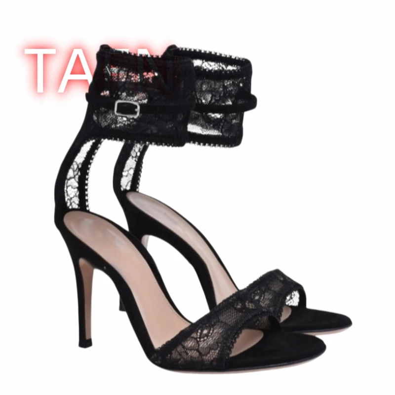 

Women'S Black Lace Strap Sandals ,Elegant Open Toe 8cm Stiletto Heels Sandals,Comfortable Formal Evening Heeled Shoes,35-40