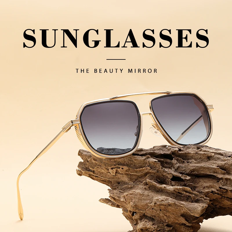 

Vintage metal-framed sunglasses for both men and women, multi-deformation sunglasses, driver's glasses, and UV-resistant glasses