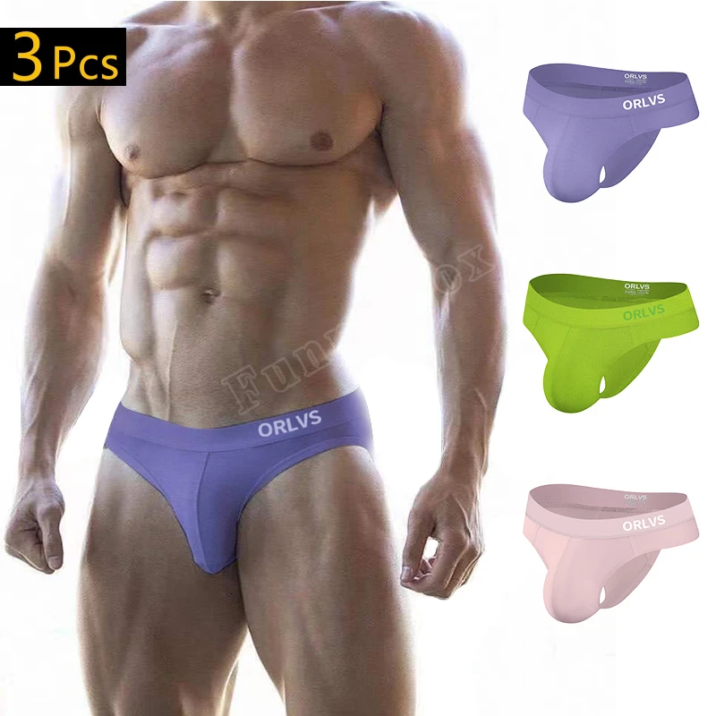 3Pcs Men\'s Underwear Modal Comfortable and Breathable Periwinkle Purple Matching Low Waist Hip Lift Sexy Briefs Youth Underwear