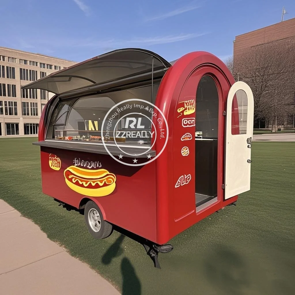 

Street Portable Food Cart Hot Dog Pizza Coffee Ice Cream Mobile Fast Food Trailer for Park coffee shop Startups