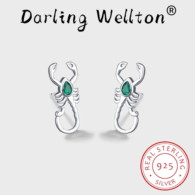 

2024 NEW Trend Scorpion Shaped Oval Emerald Full Of Diamond Stud Earrings For Women Original Sterling Silver Engagement Jewelry