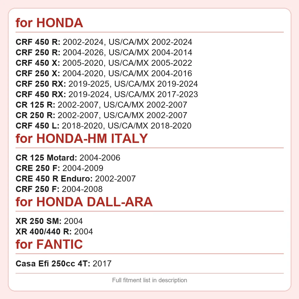 Front Rear Ceramic Brake Pad for HONDA CRF 250 450 R X RX L RL CR 125 250 CRE 125 250 450 XR 250 400 HM ITALY 2002-2026