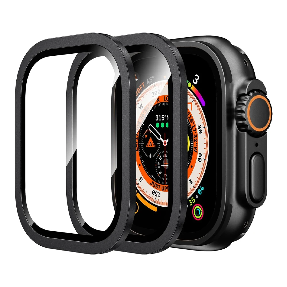 Screen Protector For Apple Watch Ultra 2 49mm accessories Titanium Alloy Frame+HD Tempered Glass Cover Protective iWatch ultra 2