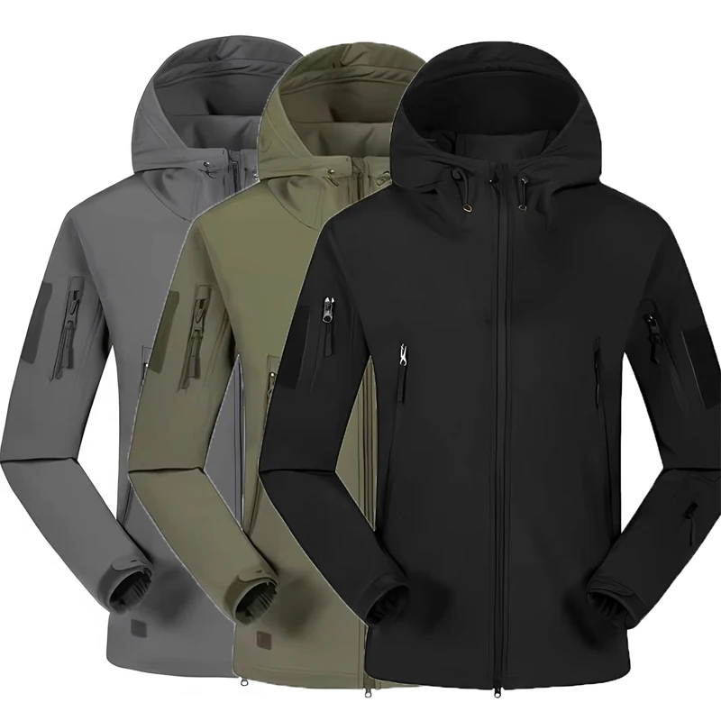 

Men's Military Tactical Winter Autumn Warm Softshell Fleece Hood Cargo Jackets Camping Hiking Climbing Hunting Fishing Outdoor