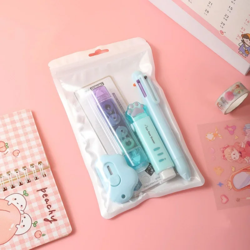 Cute Student Stationery Set Sweet Cartoon Cat Paw Correction Tape Glue Tape Eraser Gel Pen Cutter Box Set School Supplies