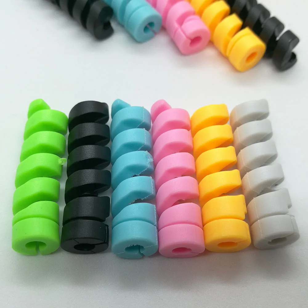 PUJIMAX 6Pcs Spiral Cable Protector Winder Clip 6 Colors Data Line for USB Charger Cord Holder Management Cable for Cell Phones