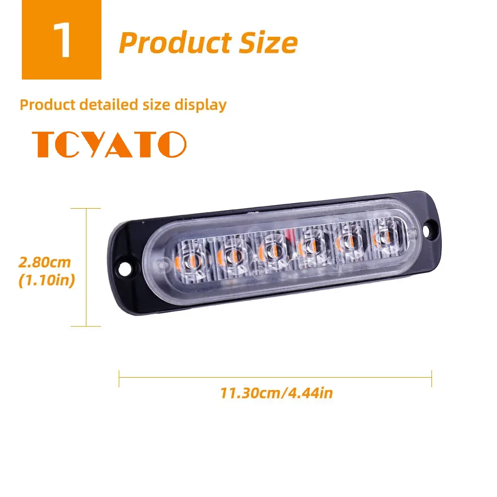 TCYATO features 2 12V-24V LED work lights,  exterior lights, 6 white surface mount LED indicator lights, and taillights