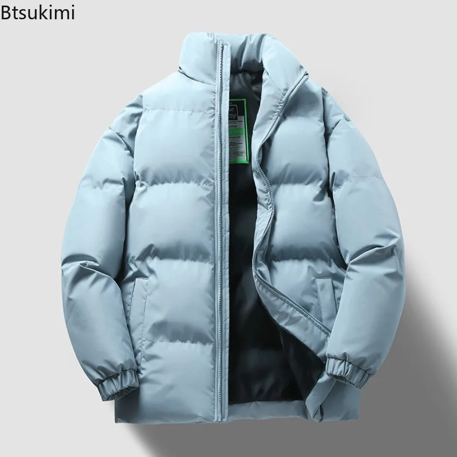 2025 New Men Parkas Winter Jacket Thicken Warm Coat Mens Stand Collar Solid Color Casual Loose Parka Couple's Fashion Streetwear