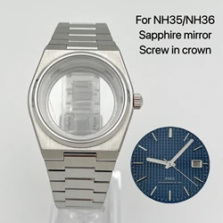 New silver NH35 case, silver case+strap+multi color dial+hands, suitable for NH35/NH36 installation