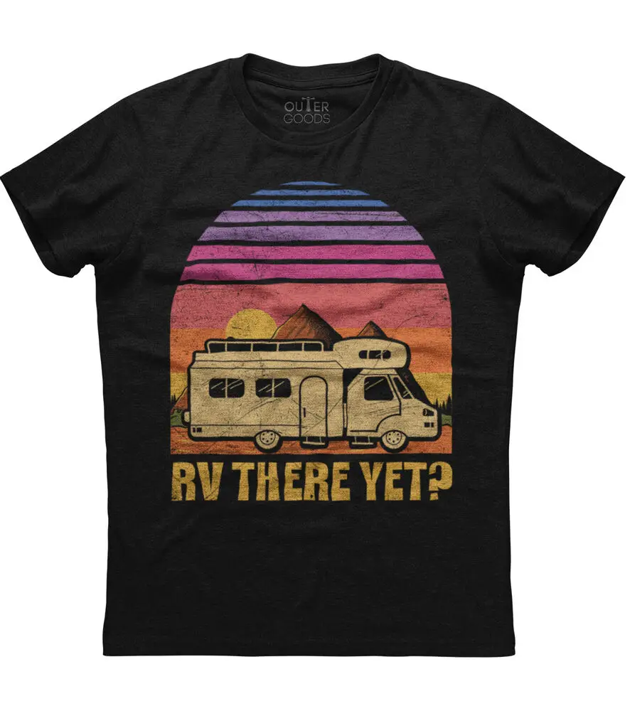 Retro Sunset RV There Yet Camping Vintage Mens Short Sleeve Cotton Black T-shirtHigh quality 100% cottonAnime Graphic T-shirts f