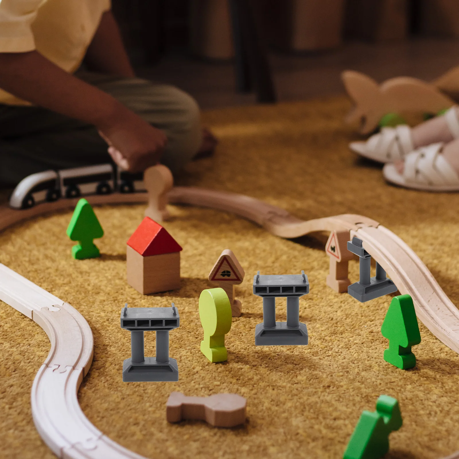 6 Stück Eisenbahnbrücke Pier Simulation Zug Pretend Bridge Zubehör Geeignet für Kinder, die Dekoration und DIY-Landschaft spielen