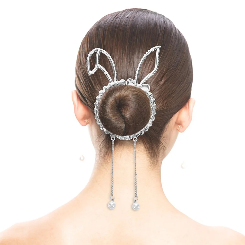 

2Pcs Bunny Ponytail Buckle Hair Bun Clips for Kids Fashionable Lightweight Hair Styling Tools for Children Buns Ponytails Daily