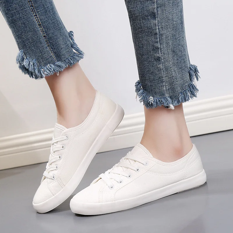 Summer Camp Canvas Sneakers Girls Cheerleading 2024 Teen Lace-up Shoes Spring Autumn Small White Shoes Student Sports Flat Shoes