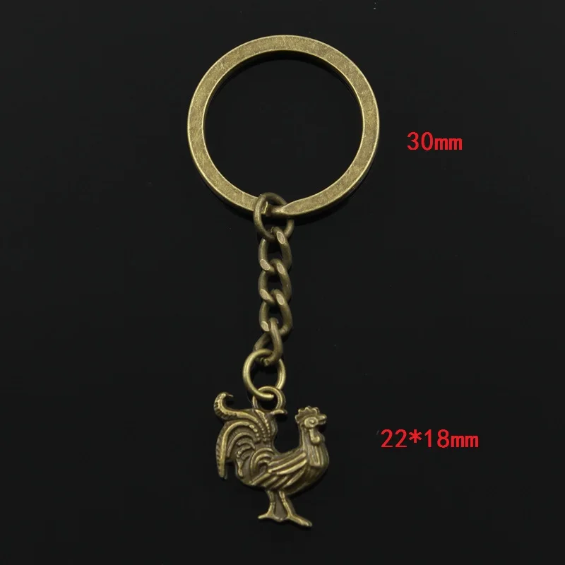 New Fashion Keychain 22x18mm Cock Pendants DIY Men Jewelry Car Key Chain Ring Holder Souvenir For Gift