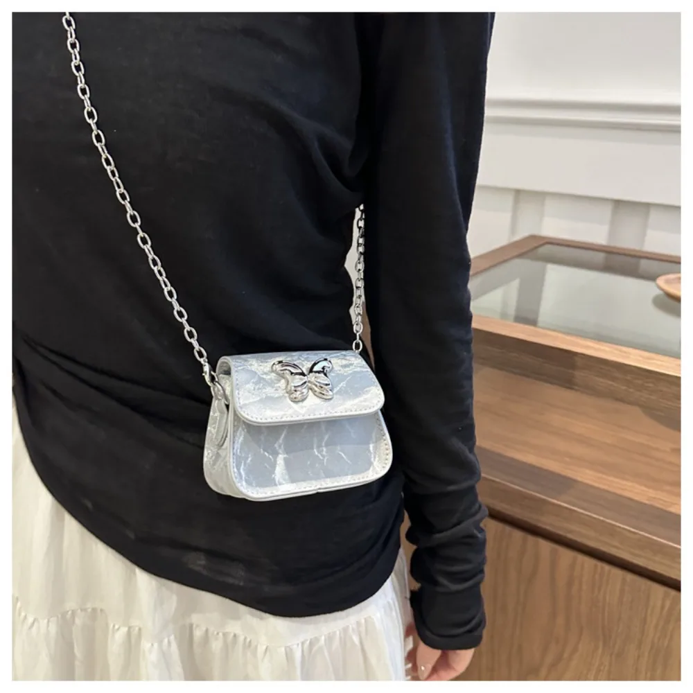 Trend Mini Shoulder Bag Butterfly Chain Crossbody Bag PU Portable Organizer Bag Women