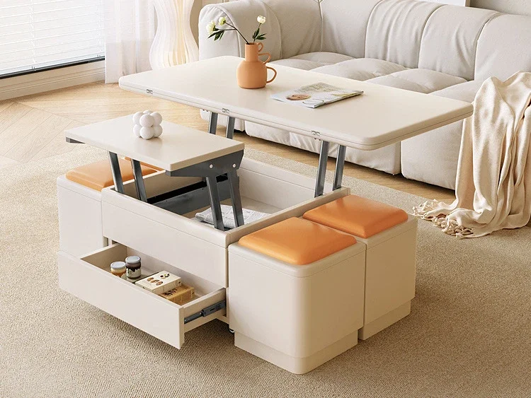 dual-purpose small apartment, living room, household tea table, multi-functional, folding, telescopic and integrated