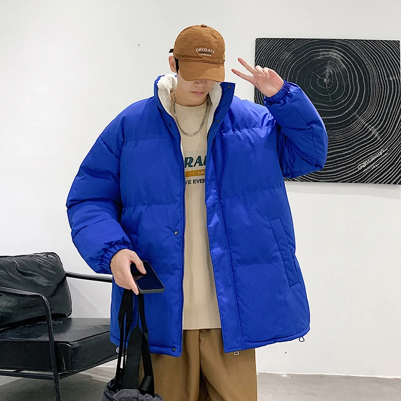 سترة شتوية بياقة واقفة للرجال وصلت حديثًا سترة بلون سادة سترة دافئة سميكة معطف منتفخ كبير الحجم #3