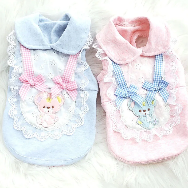 Luxury Plaid Vest Hoodies for Small Dogs Pink Blue Lapel Short Sleeve Elegant Dog Clothes Puppy Cat Shirt Chihuahua Clothing XL