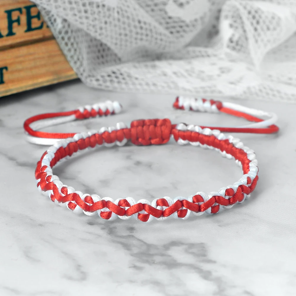 Handmade Woven 2 Color Cord Ripple Bracelet for Men Women Boho Minimalist Wrist Rope Bangle Couple Friendship Charm Jewelry Gift