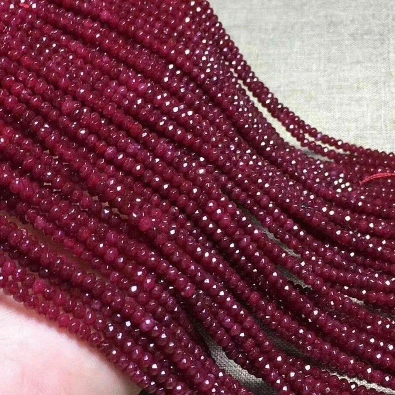 Wholesale 2x4mm Faceted Brazil Red Ruby Jade Rondelle Gemstone Loose Beads 15