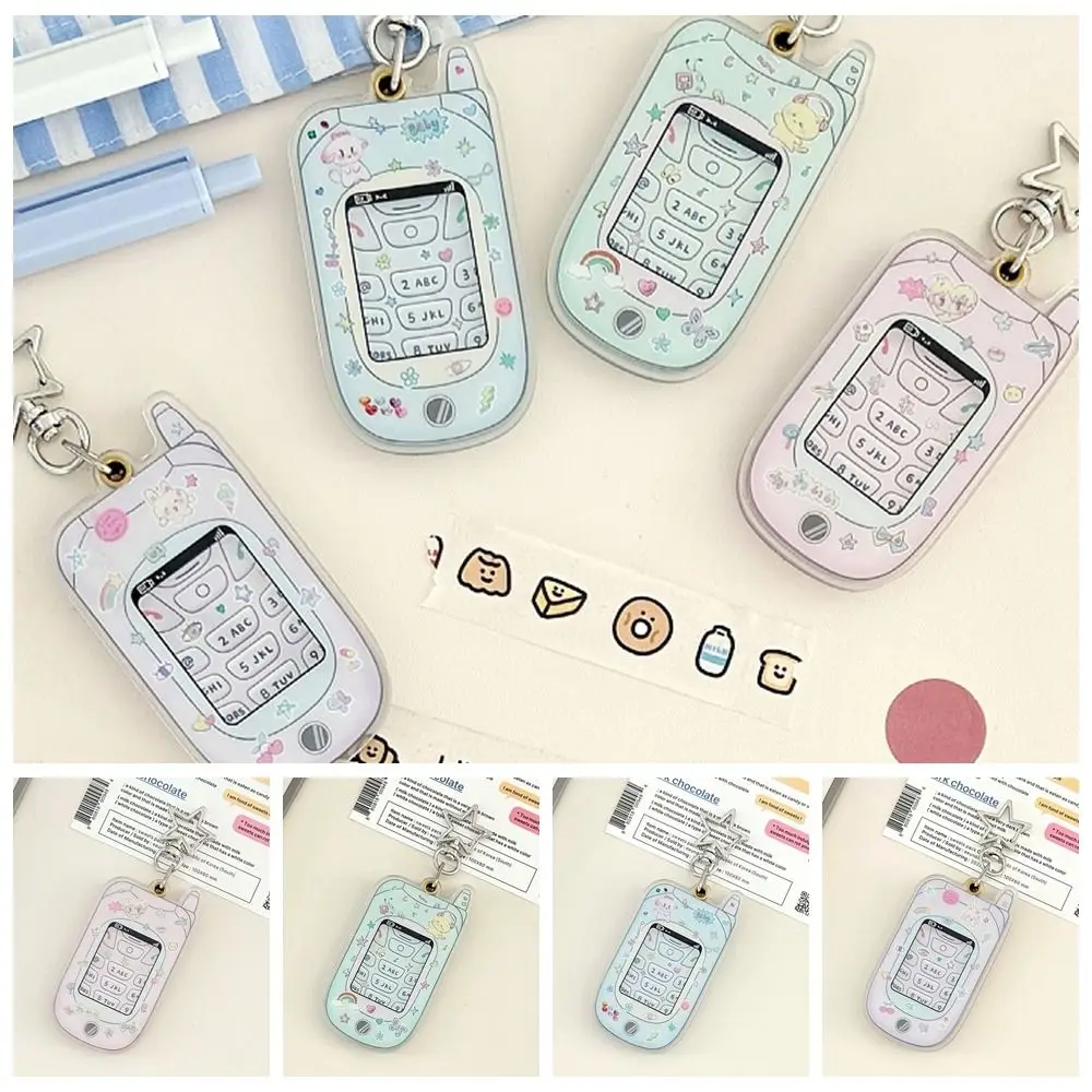 Acrílico Photocard Titular, Mini Forma Do Telefone, Photo Frame, Quadro De Personalidade, Idol Card Display Protector, Keychain Decoração, 1 Pc
