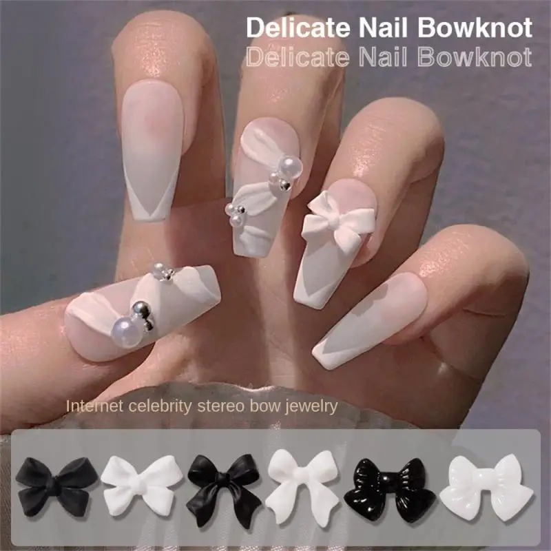 

Rhinestone Nails Art Accessories Kawaii Black bow knot Manicure Decoration Resin Butterfly Charm for Nails DIY