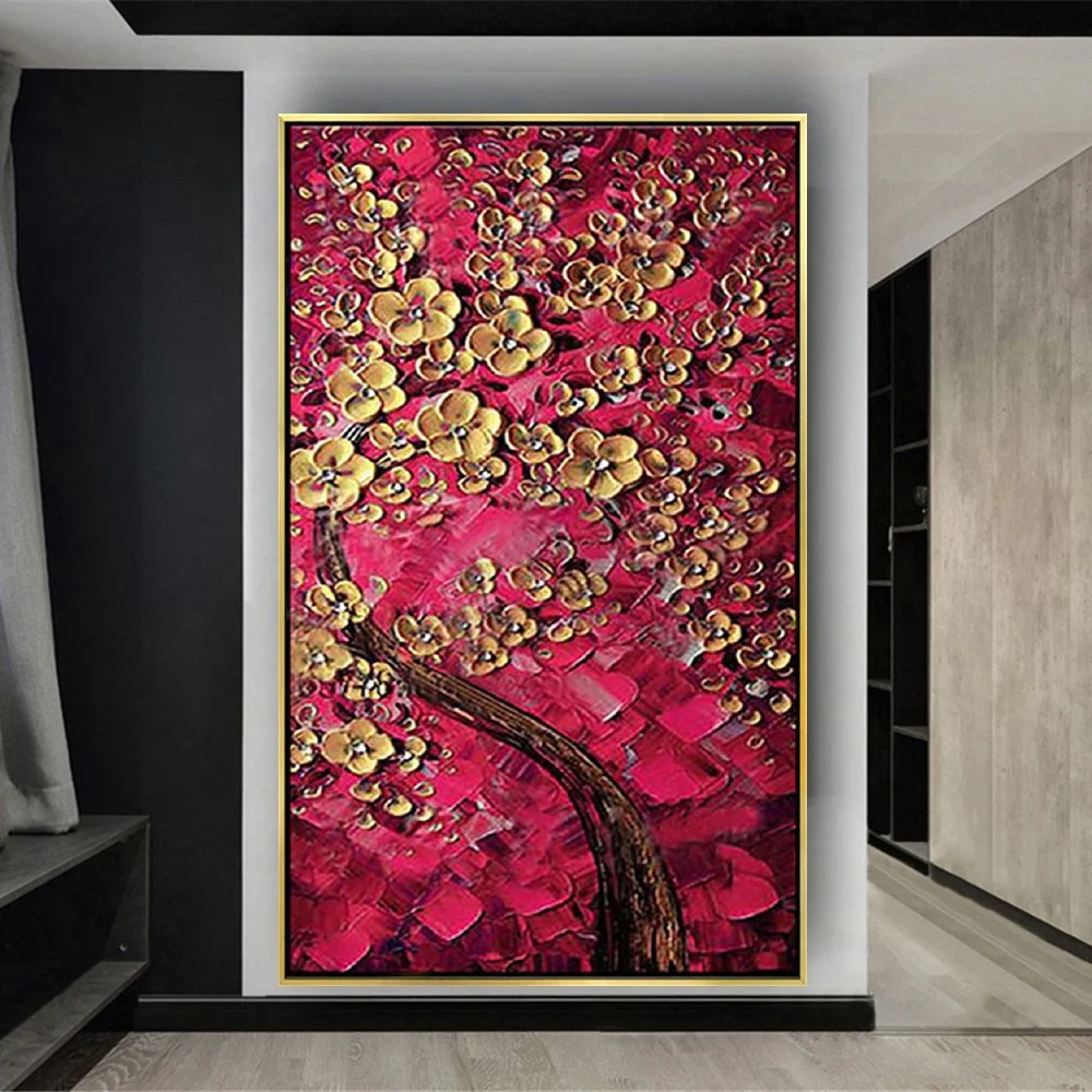 

High Quality Palette Knife 3d Textured Flowers Oil Painting On Canvas Handmade Wall Trim Flower Art Decor Home Room Artwork Gift