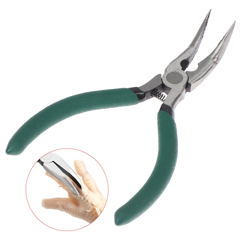 1Pc Spring Loaded Chicken Bone Pliers 5 Inch Curved Nose Pliers Multifunction Tools Handmade Pliers