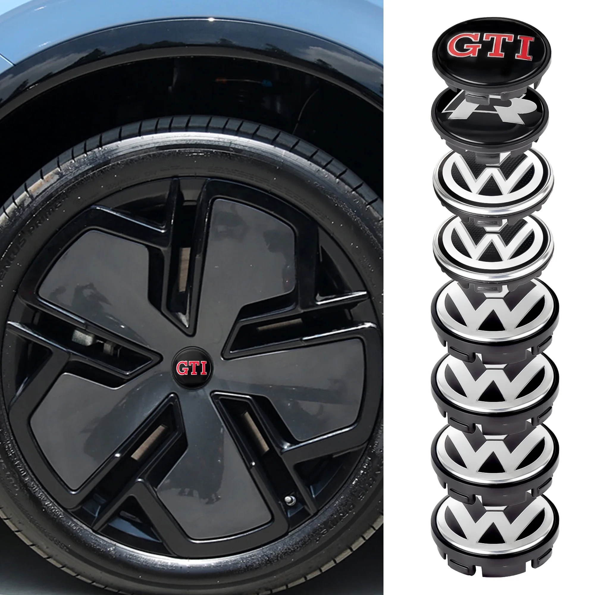 

2026 Hot For VW VOLKSWAGEN For Volkswagen VW R GTI Golf Polo Passat CC Tiguan Jetta 56mm 65mm 66mm Car Original Hubcap Styling W