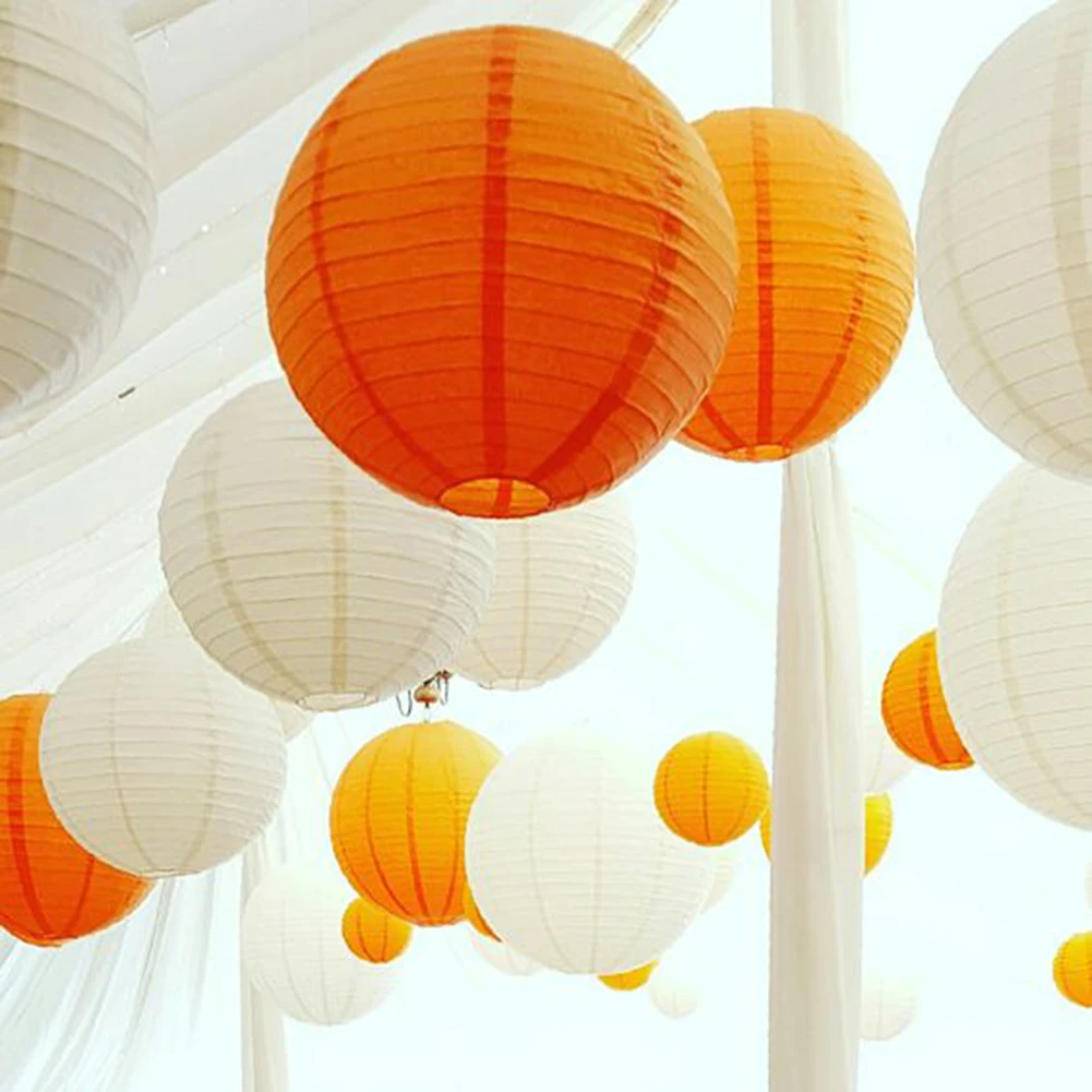 20 Pcs Beige and Red Orange Paper Lanterns (Multicolor,Size of 6”, 8”, 10”, 12”) for Home Decor, Parties, and Weddings